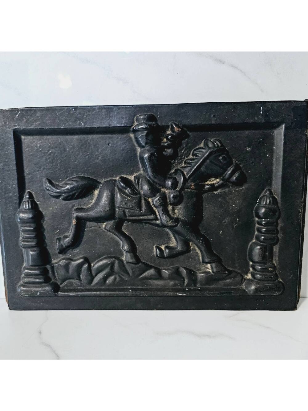 Antique Cast Iron Postal Horse Rider Panel